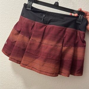 Lululemon Athletica Burgundy and Orange Mini Skirt